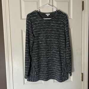 J. Jill Black and White Striped Knit Top